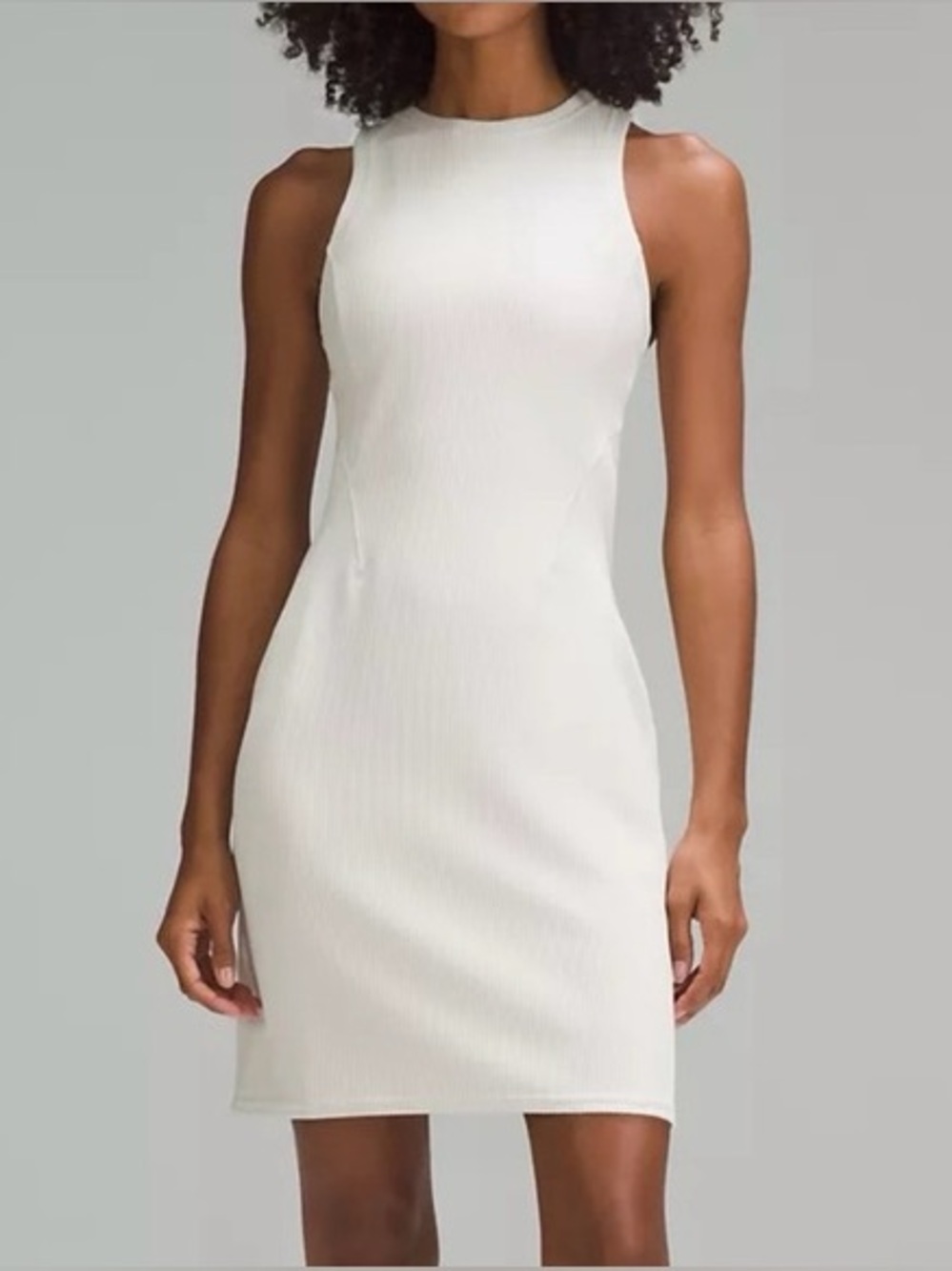 Lululemon Ribbed Softstreme Slim-Fit Tank Dress Bone Size 2 NWT